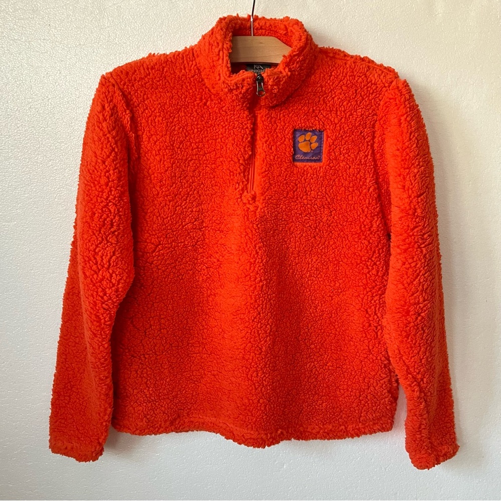 NEW Knights Apparel Womens M Clemson Tigers Quarter Zip Pullover Teddy Orange